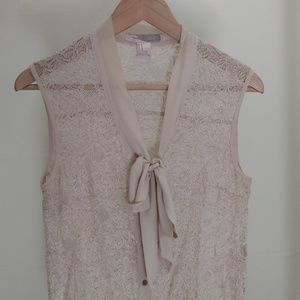 Forever 21 Cream Lace Bow Blouse [M]